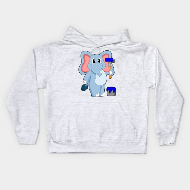 Elephant Painting Paint brush Paint bucket Kids Hoodie by Markus Schnabel